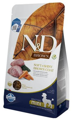 Farmina N&D Brown Adult Trockenfutter – mit Lamm, Karotte & Spirulina. Speziell für Hunde mit braunem Fell.