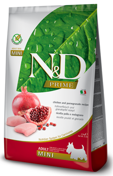 Farmina N&D Prime Adult Trockenfutter – mit Huhn, Süßkartoffel & Granatapfel. Getreidefrei & nährstoffreich für ausgewachsene Hunde.