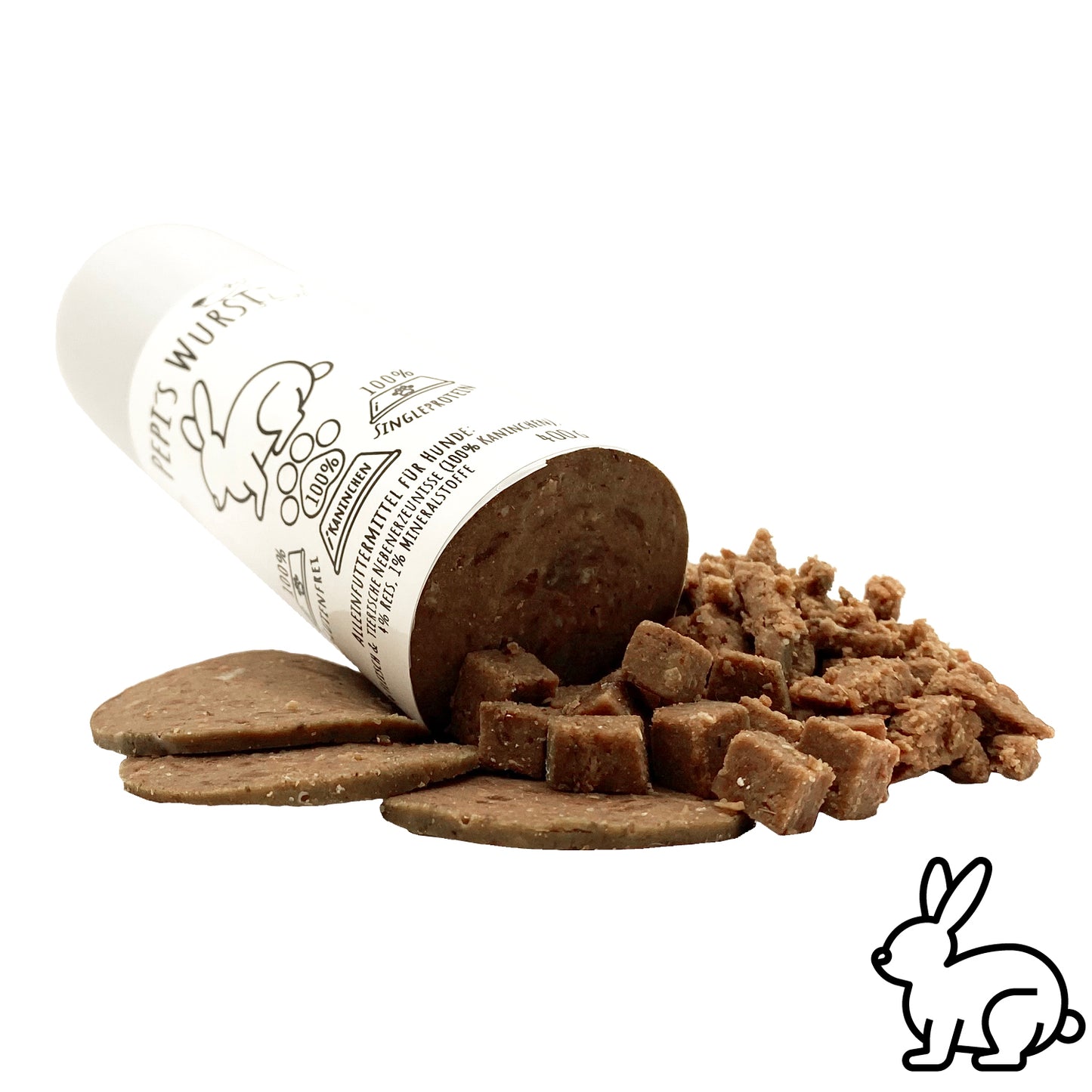Pepis Wurst ist eine gesunde, glutenfreie Futteroption für Hunde mit 95% Kaninchenfleisch als einzige Proteinquelle. Ideal für Reisen, Training oder tägliche Mahlzeiten. 18 Monate ohne Kühlung haltbar und nach dem Öffnen bis zu 3 Tage frisch.