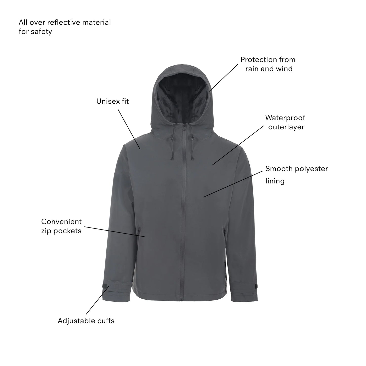 Regenjacke GRAU REFLEKTIEREND HERREN