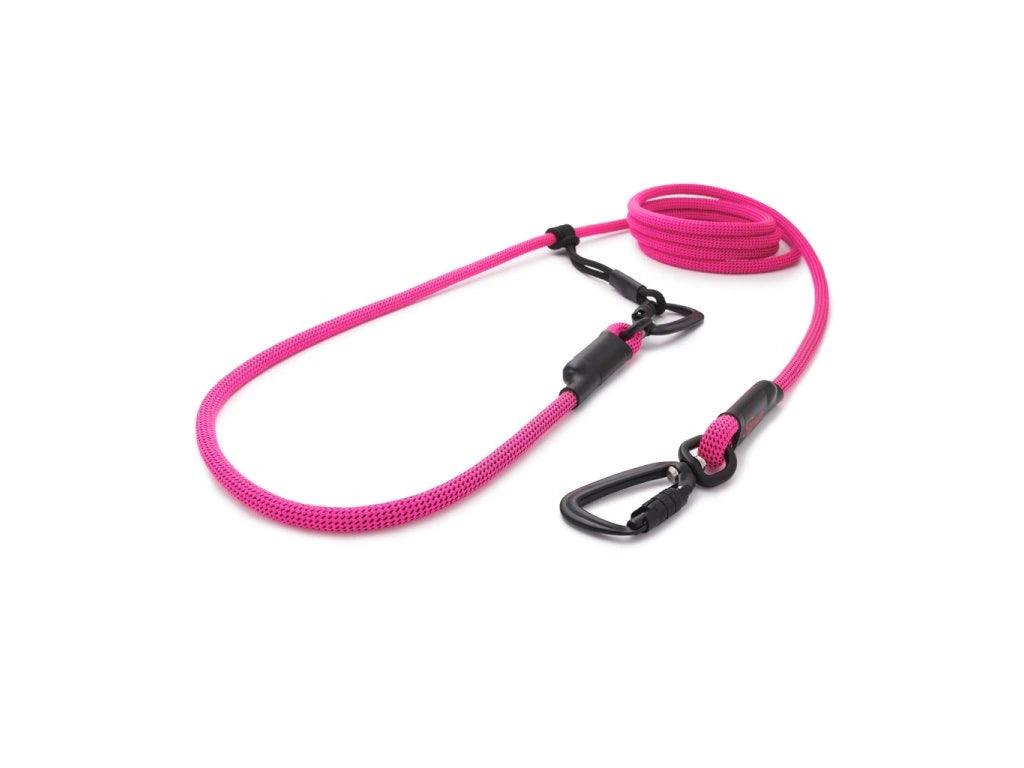 Easylong Twist Hundeleine MEDIUM pink neon mit schwarzen Punkten