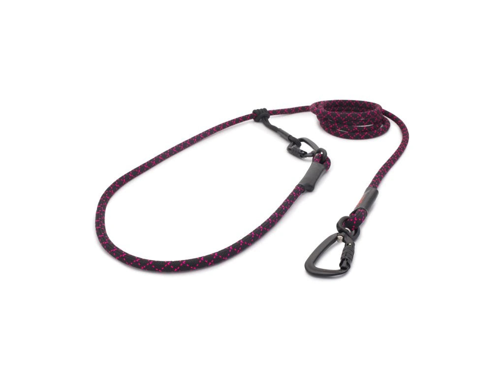 Easylong Twist Hundeleine MEDIUM schwarz mit pinken Nähten