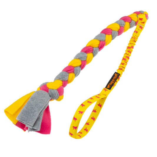 Bungee Handled Fleece - Zerrspielzeug - gelb/grau/pink
