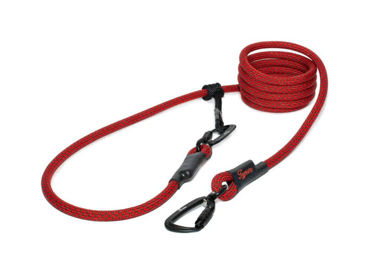 Easylong Twist Hundeleine LARGE rot mit dunkelgrünen Flecken