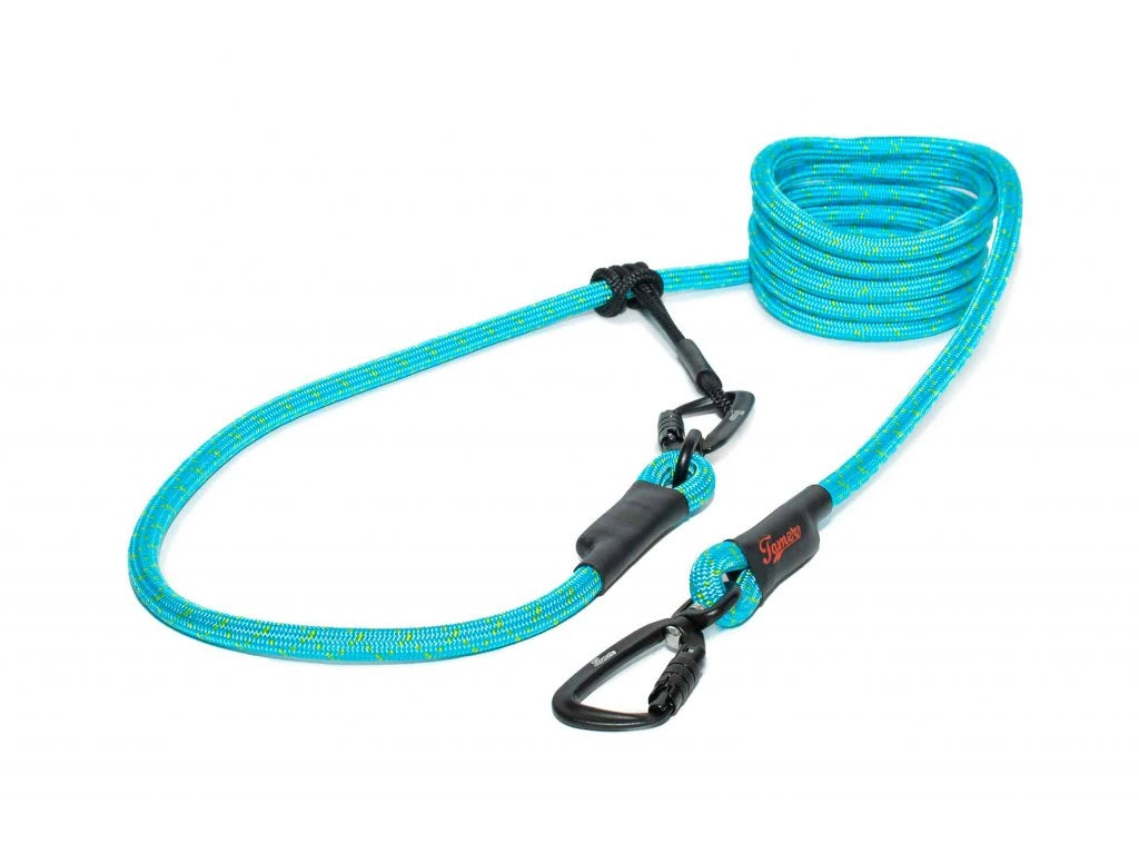 Easylong Twist Hundeleine LARGE blau mit grünen Stichen