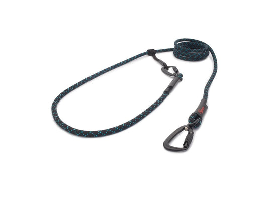 Easylong Twist Hundeleine MEDIUM schwarz mit blauen Nähten