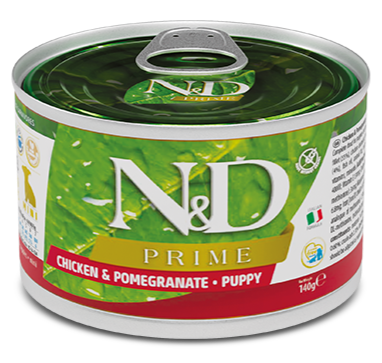Farmina N&D Prime Puppy Nassfutter – mit Huhn, Hering, Süßkartoffel & Granatapfel. Getreidefrei & nährstoffreich für Welpen.