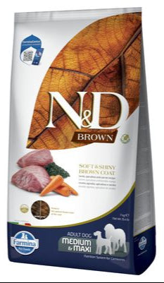 Farmina N&D Brown Adult Trockenfutter – mit Lamm, Karotte & Spirulina. Speziell für Hunde mit braunem Fell.