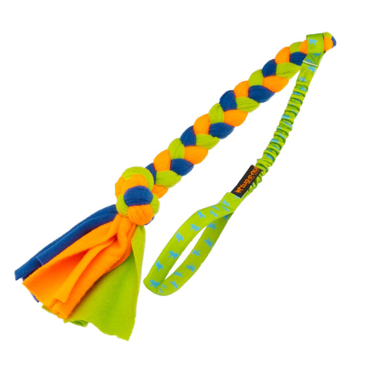 Bungee Handled Fleece - Zerrspielzeug - grün/orange/blau